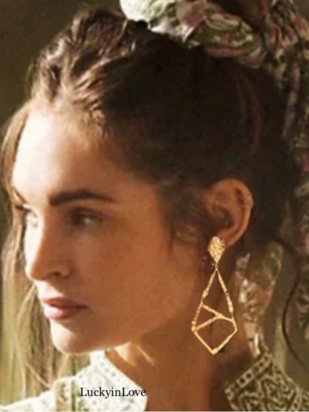 ALEXIS BITTAR • Gold Miss Havisham Geometric Open Kite Crystal Clip on Earrings